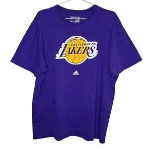 ADIDAS Lakers Logo NBA Shirt LeBron Purple Yellow